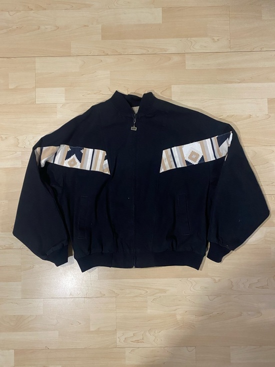 Walls Other - Vintage Walls Black Bomber Jacket with Tan and White Aztec Panels